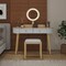 Costway Solid Wood Makeup Vanity Desk Set with LED Lighted Mirror Drawers Cushioned Stool White + Brown/Black + Brown/White + Black/White + Natural